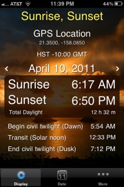 Mobile Sunrise Sunset Calendar